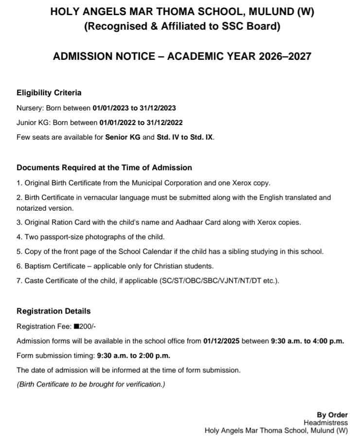 Holy Angel Mar Thoma School Mulund